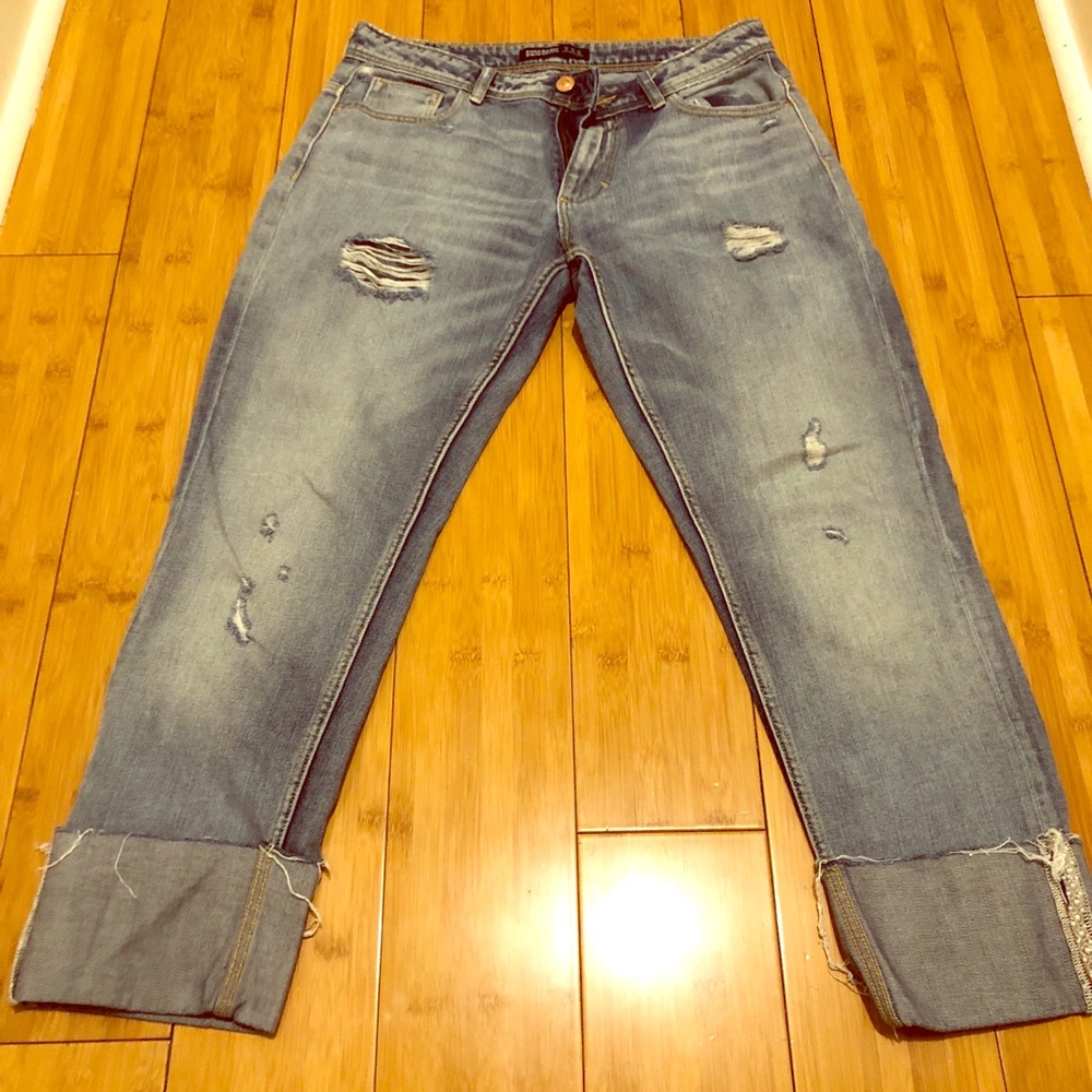 Zara Cropped Boyfriend Denim Jeans
